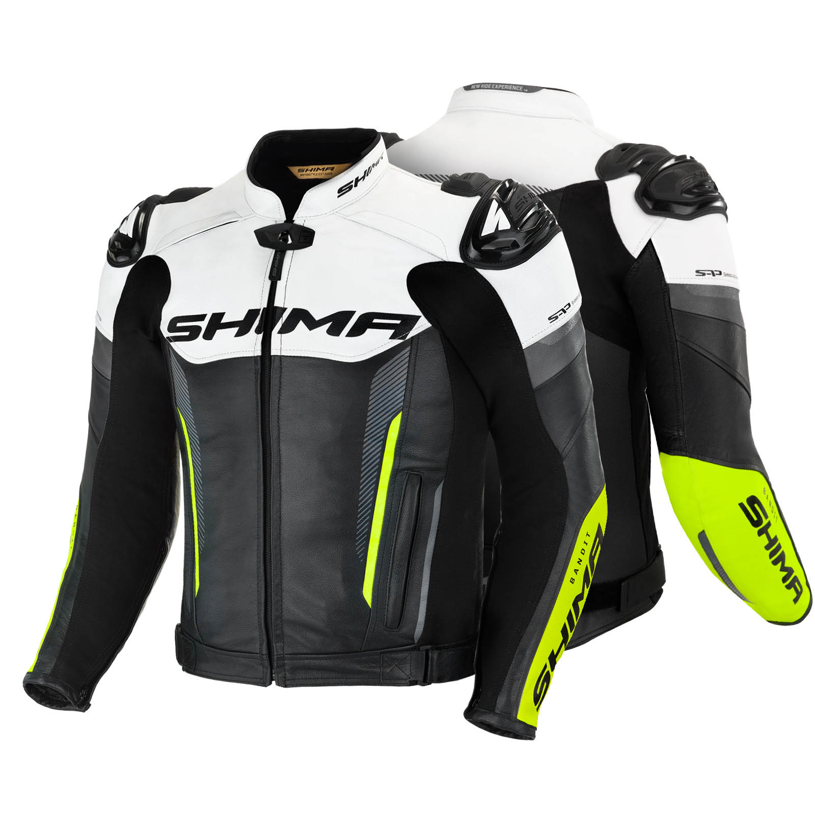 Спортивная куртка кожаная SHIMA BANDIT для мотоциклистов вид спереди и сзади купить по низкой цене