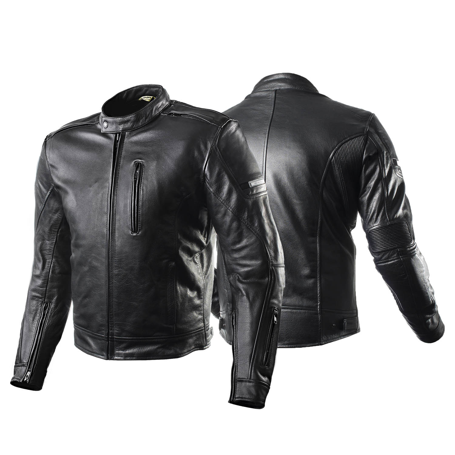 Куртка кожаная SHIMA HUNTER+ классическая для мотоциклистов вид спереди и сзади купить по низкой цене